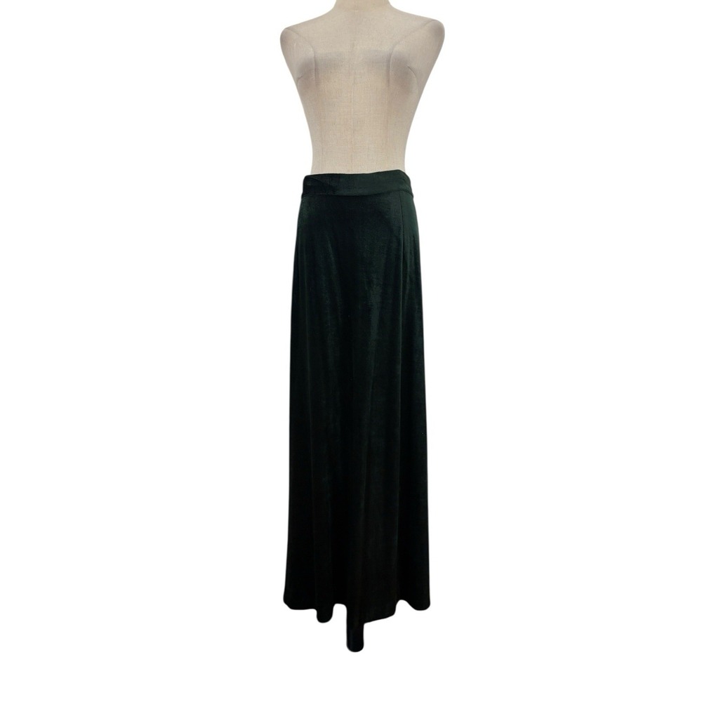 Vtg‎ 70s Dark Green Velvet Maxi Skirt 29"w Holiday Party Whimsigoth Renaissance
